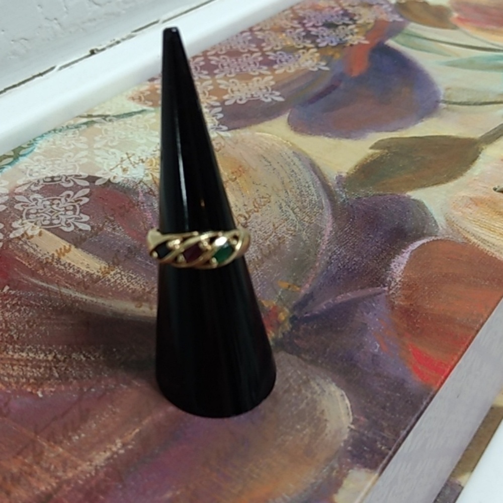 Vintage Gold Setting With Ruby, Emerald And Sapphi - image 1